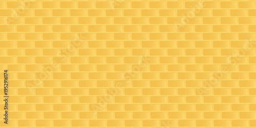 Gold brick wall background, flat vector illustration