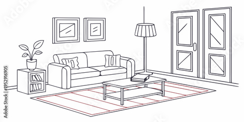 A cozy living room with a comfortable sofa and a central coffee table.