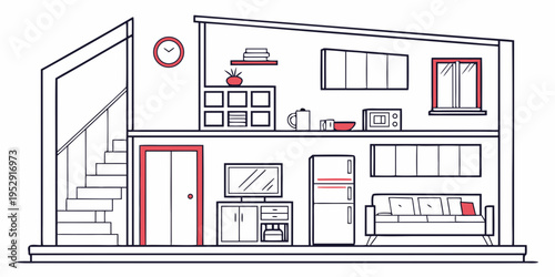 Modern open plan apartment with spacious living areas and large windows