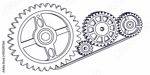 Intricate mechanical gears and cogs interlocking in a complex arrangement.