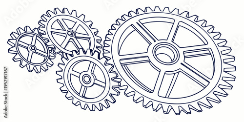 Intricate mechanical gears and cogs in a complex arrangement.
