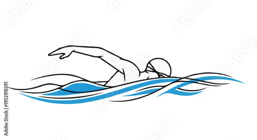 A swimmer in motion, gliding through the water with ease and speed Imagem vetorial