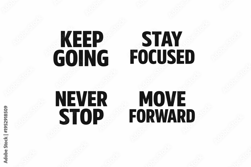 Obraz premium Inspirational motivational quotes on perseverance and focus