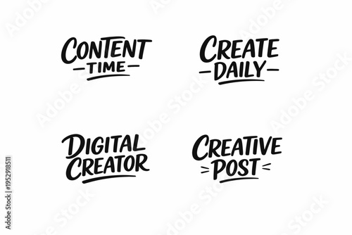 Handwritten inspirational phrases for content creators and digital artists