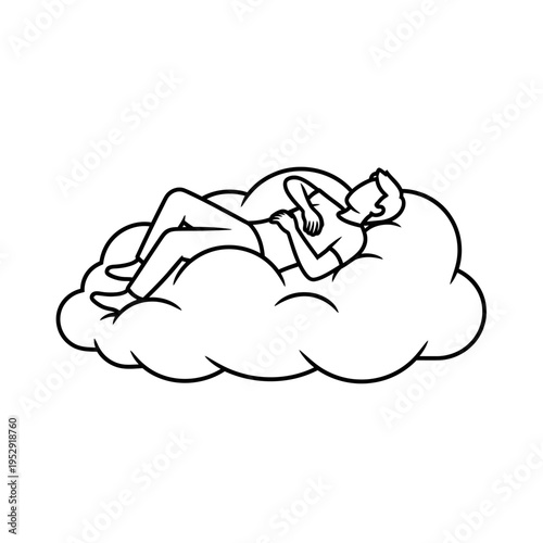Woman Relaxing on a Cloud.