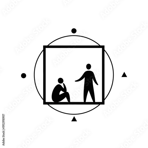 Two people in a square frame.