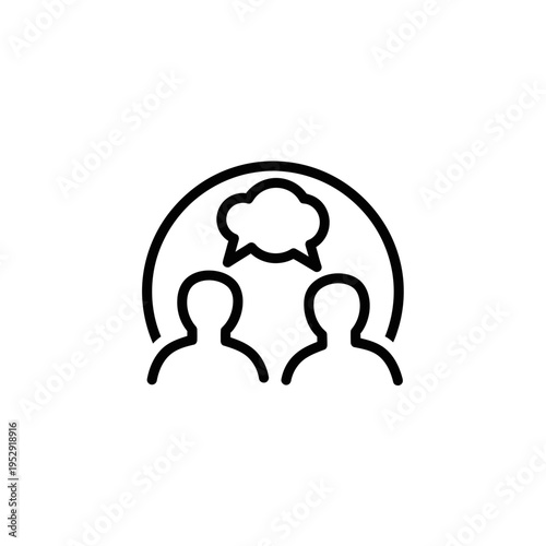 Two people talking, communication icon, speech bubble, teamwork, discussion, connection, dialogue