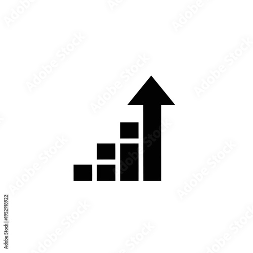 Upward trend graph with arrow, infographic element, business growth icon