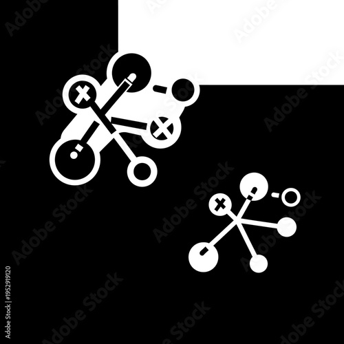 White molecular structure on black.