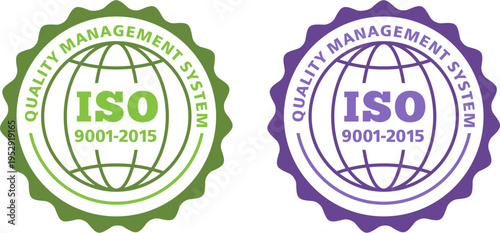 ISO 9001:2015 Certified Symbol Quality Assurance Logo Certification Standard Compliance Vector Design
