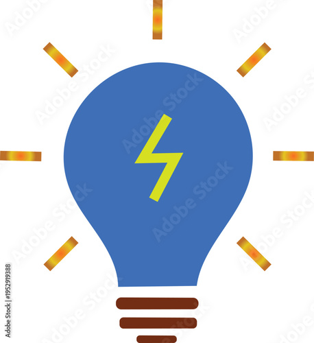 Creative Light Bulb Vector Icon with Lightning Bolt – Smart Idea and Innovation Concept