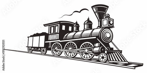 A vintage steam locomotive with a detailed design traveling on train tracks