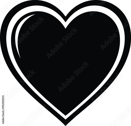 A bold and simple black outlined heart shape symbolizing love and affection Vector
