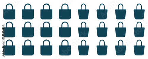 Modern blue tote bag and shopping bag icons, reusable bag silhouettes. vector illustration eps 10