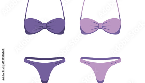 A bikini set in purple and light purple colors for women