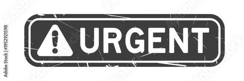 Black stamp with the word urgent and a warning triangle symbol