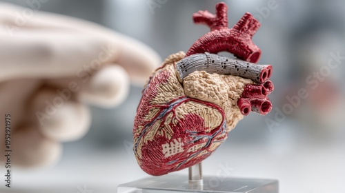 Model of a human heart is being examined during a science class in a laboratory setting on a weekday afternoon