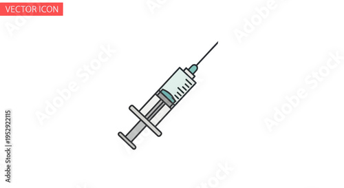 Medical Syringe Icon Vector Illustration - Injection Needle, Vaccine, Healthcare Symbol