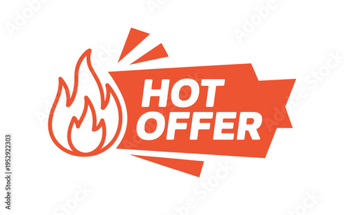 A vibrant red hot offer banner with a flame illustration