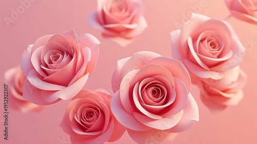 Floating pink roses in dreamy haze