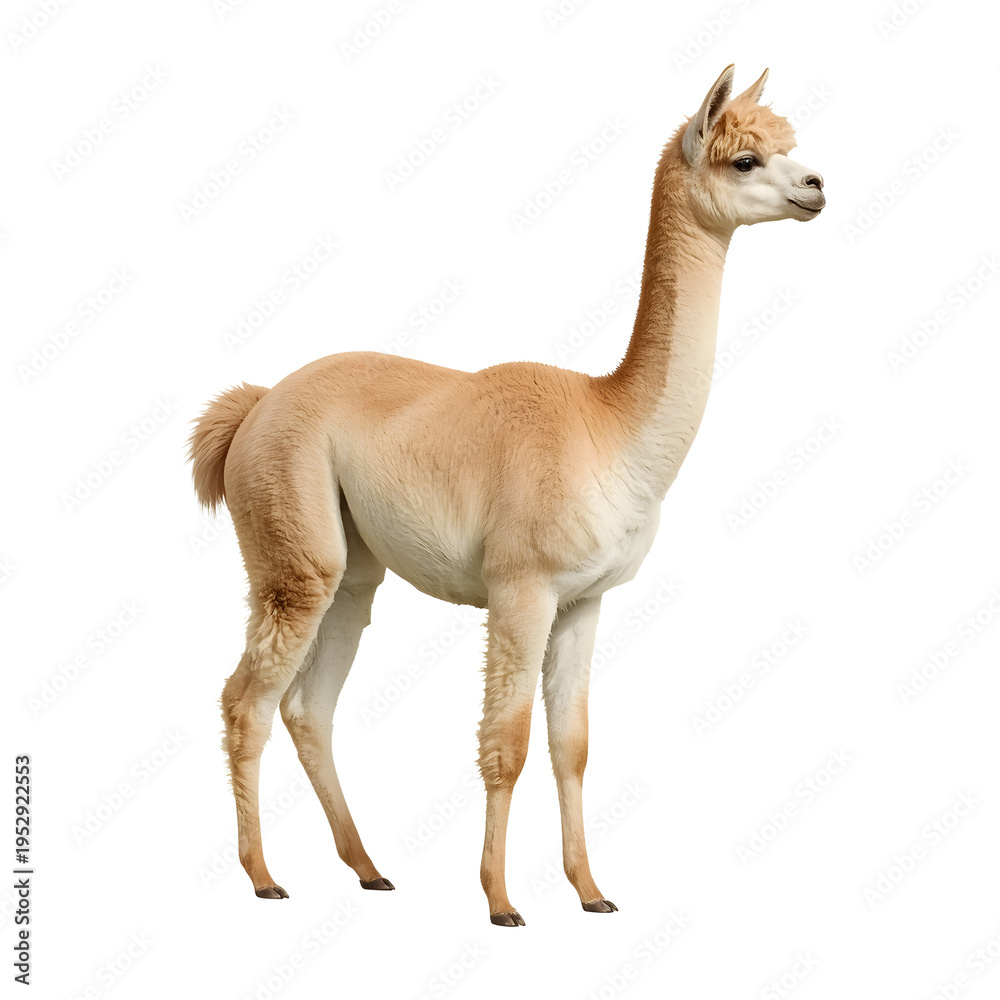 Obraz premium Elegant guanaco standing gracefully on a pristine white backdrop in detailed focus