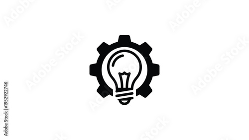 Creative innovation symbolized by a gear with a light bulb inside it