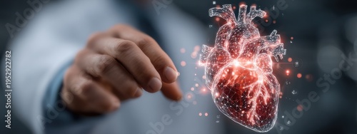 Person holds a glowing heart in hand at a medical research lab during day