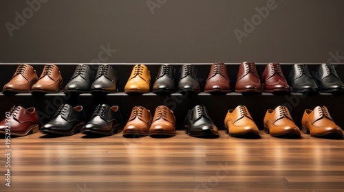 A photo of a collection of shoes for different occasions.