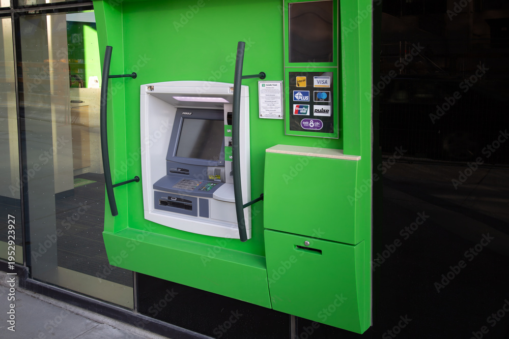Naklejka premium Toronto, Canada, February 2, 2026: TD Canada Trust bank, located in the Toronto business and financial center