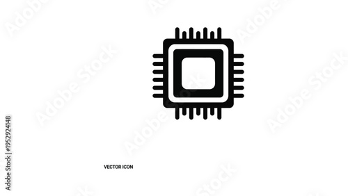 A stylized vector illustration of a microprocessor chip with pins