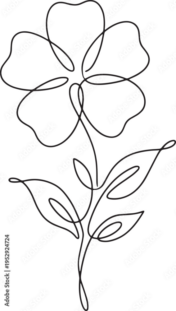 Obraz premium Black and white line of a blooming lily flower with green leaves line lily flower