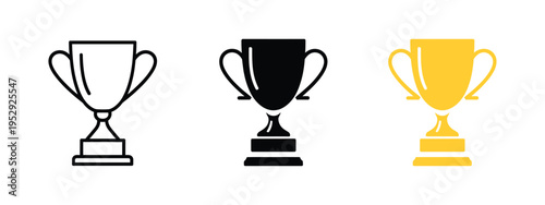 trophy award icon, symbol of success and winning achievement, business performance and competition concept, motivation ranking design, modern clean vector