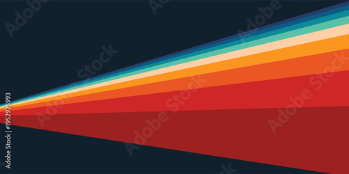 Abstract colorful 70s background vector. Vintage retro style wallpaper with lines, rainbow wavy stripes. 1970 color illustration design suitable for poster, banner, decorative, wall art.