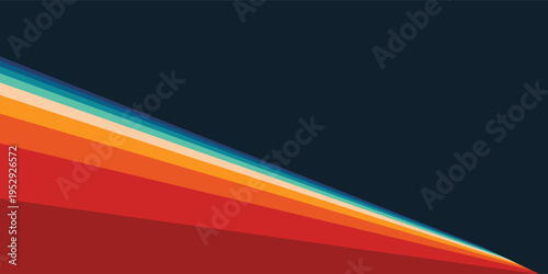 Abstract colorful 70s background vector. Vintage retro style wallpaper with lines, rainbow wavy stripes. 1970 color illustration design suitable for poster, banner, decorative, wall art.