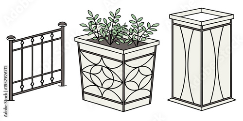 Three distinct planters showcasing various designs and structures for indoor gardening