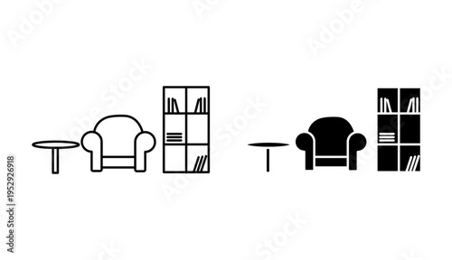 Lounge icon with editable stroke. Black solid icons