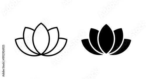 Lotus icon with editable stroke. Black solid icons