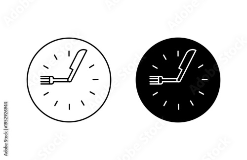 Lunchtime icon with editable stroke. Black solid icons