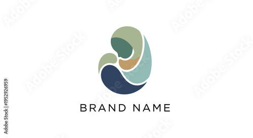 Monoline Baby Logo Design, Abstract Mother-Child Icon, Studio, Minimalist Graphic, White Background, Flat View, Branding Concept