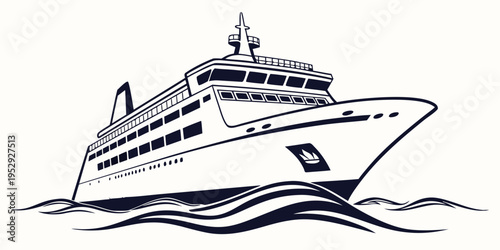 A large cruise ship sailing on calm waters with a clear sky.