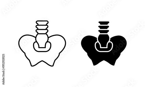 Pelvic area icon with editable stroke. Black solid icons