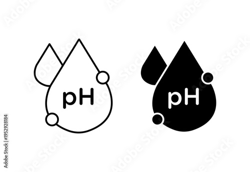 PH value icon with editable stroke. Black solid icons