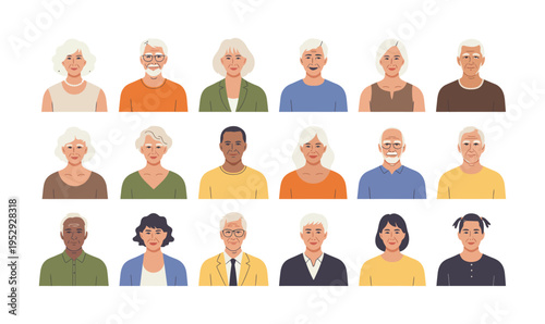 Diverse People Avatar Vector Set with Flat Design Portrait Icons for User Profiles and Community