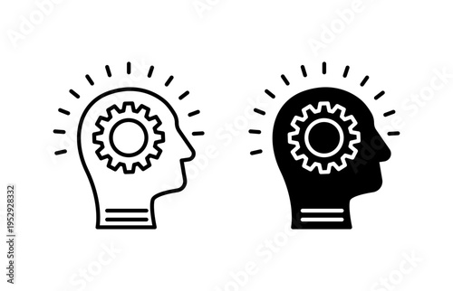 Realization icon with editable stroke. Black solid icons