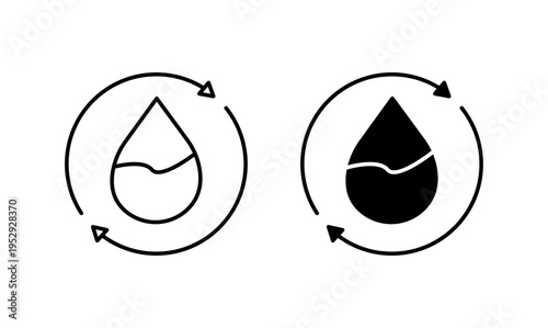 Recycle water icon with editable stroke. Black solid icons