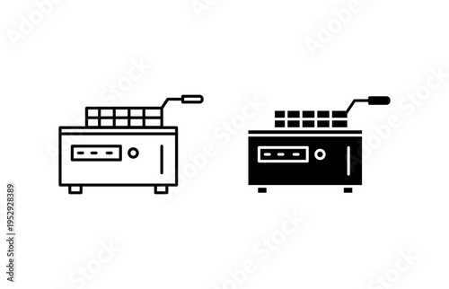 Restaurant deep fryer icon with editable stroke. Black solid icons