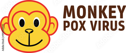 Monkeypox Virus Awareness Illustration with Cartoon Monkey Face Symbol, Health Alert Message Design for Medical Campaigns, Social Media Education, and Public Safety Posters