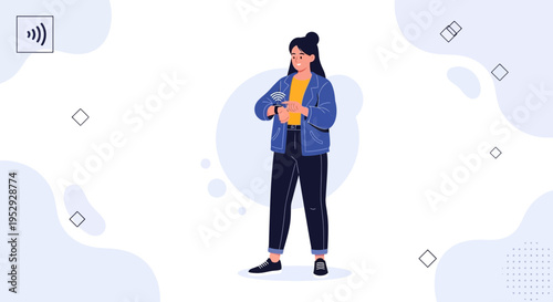 Woman using smartwatch for contactless payment, modern technology and lifestyle