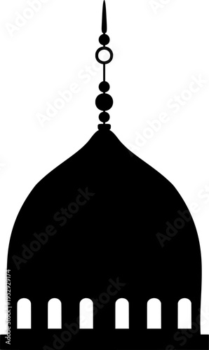 islamic mosque dome silhouette with decorative finial and arched windows