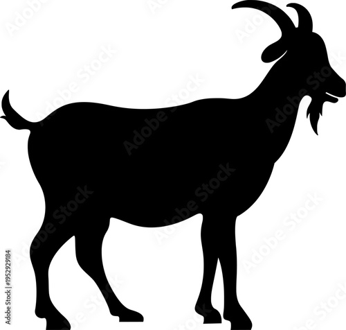 black goat silhouette side view farm animal vector icon